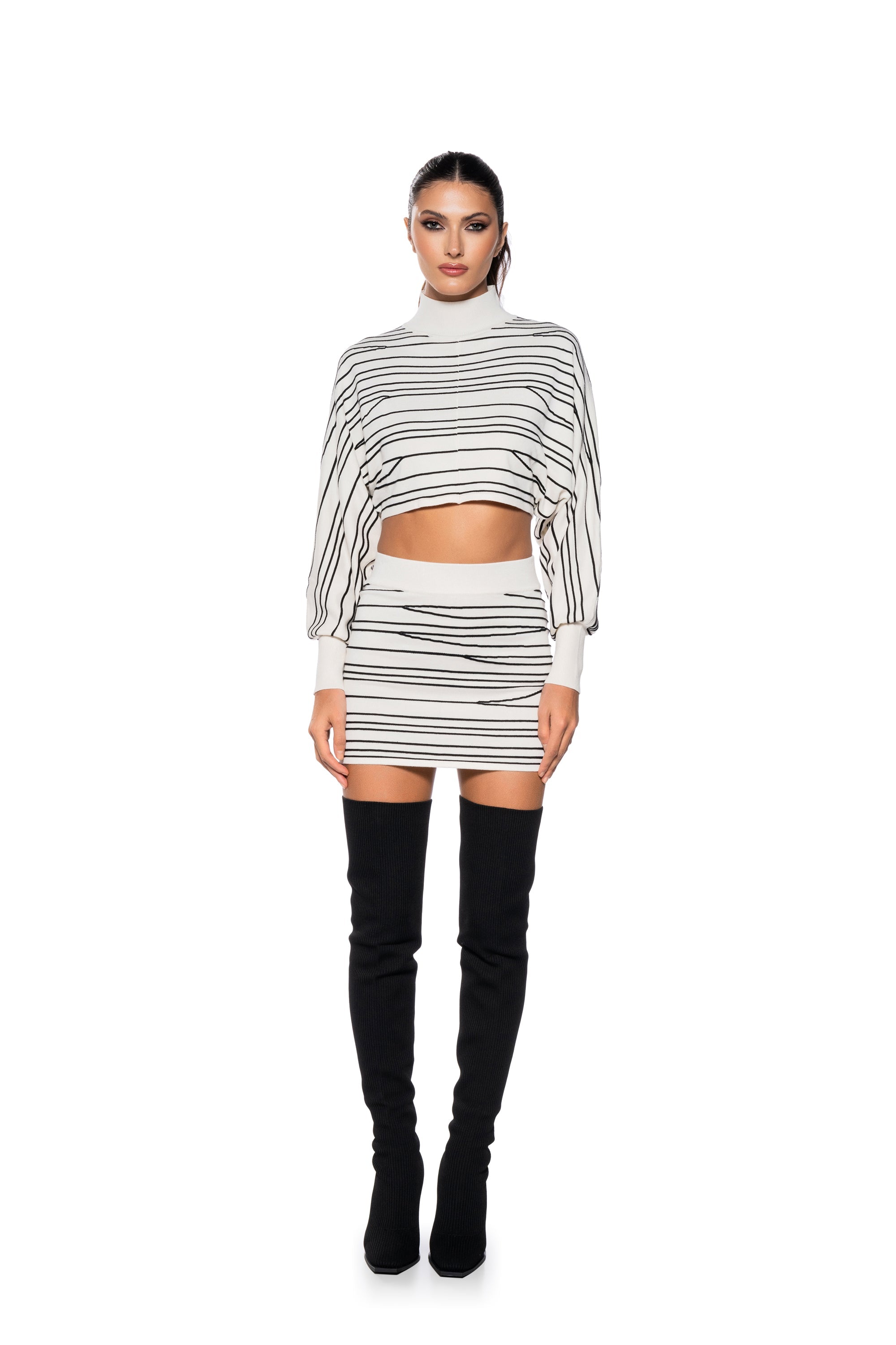 READ BETWEEN THE LINES STRIPED SWEATER MINI SKIRT