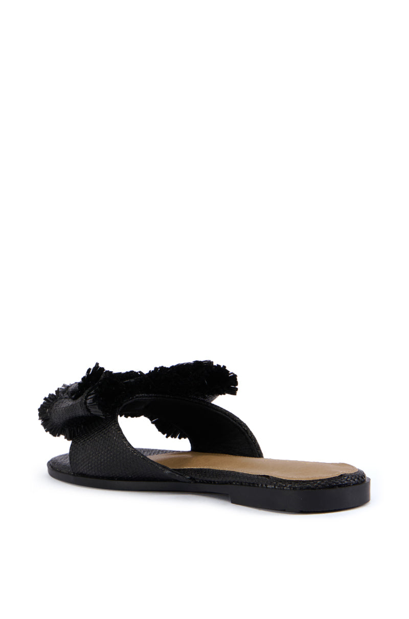 RESORT STAY BLACK BOW FLAT SLIDE