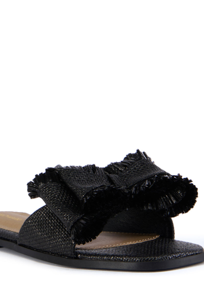 RESORT STAY BLACK BOW FLAT SLIDE