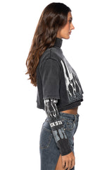 ROCK STAR GRAPHIC LAYERED TURTLE NECK TOP