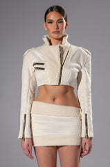 ROSIE FUR TRIM JACKET AND MINI SKIRT SET