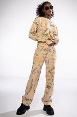 ROYALTY DRAWING WIDE LEG SWEATPANT