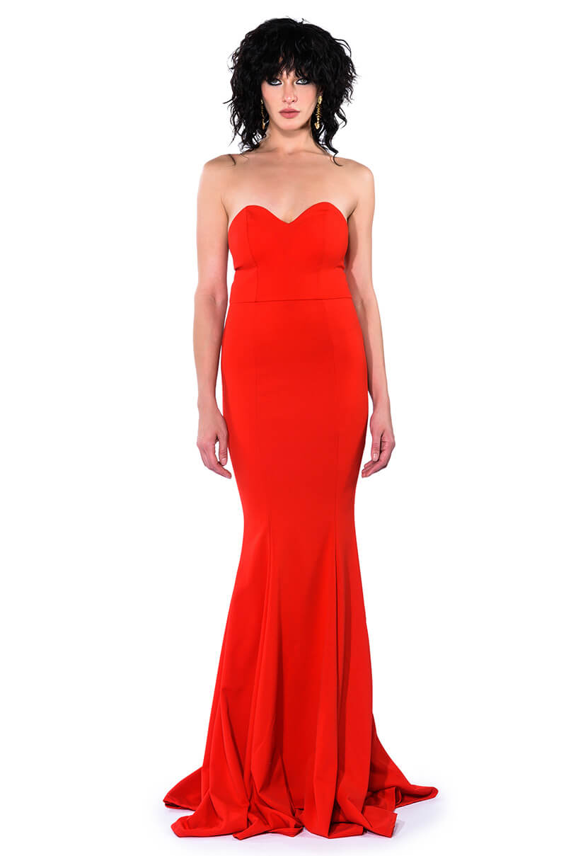 RUN THE WORLD STRAPLESS MAXI DRESS