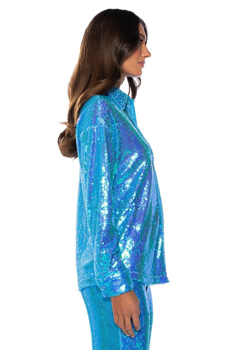 SAPPHIRE DREAMING SEQUIN SHIRT