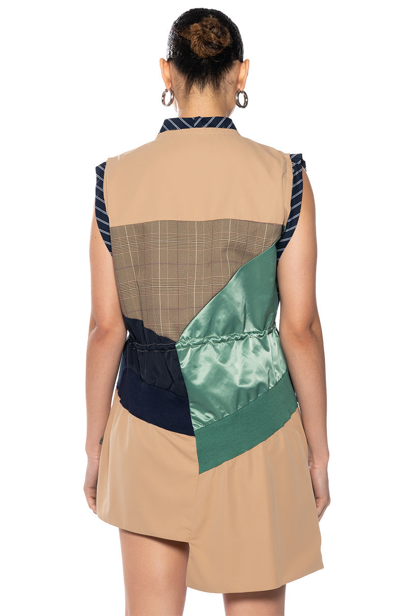 SHAE SLEEVELESS PATCHWORK MINI DRESS