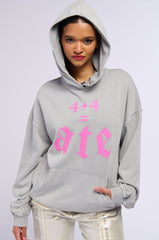 SHE ATE LONG SLEEVE GRAPHIC HOODED SWEATSHIRT