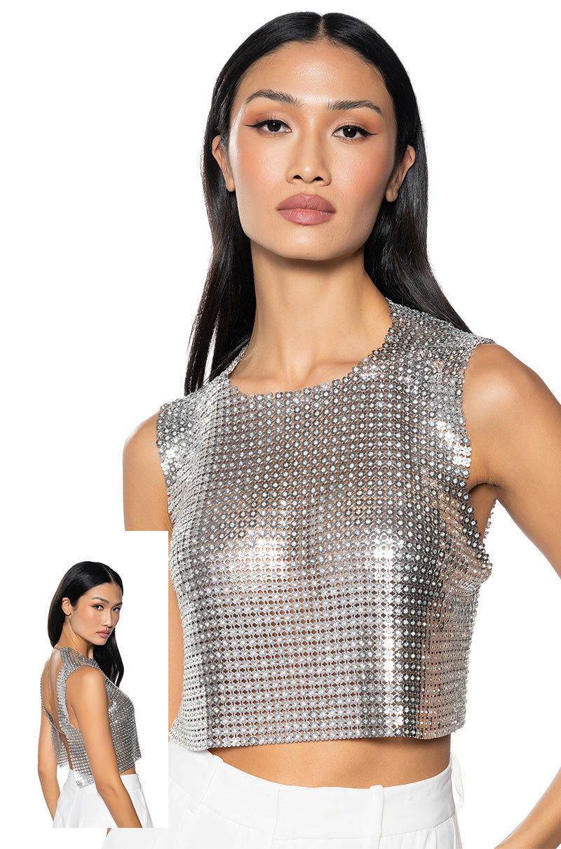 SHE GOT IT CHAINMAIL SLEEVELESS TOP