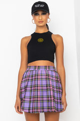 SMILEY FACE CROPPED RIB TANK