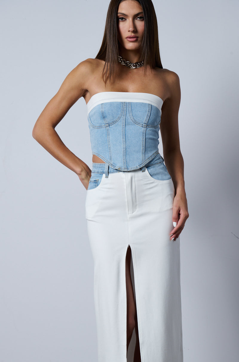 SOLO DANCE DENIM CORSET TOP