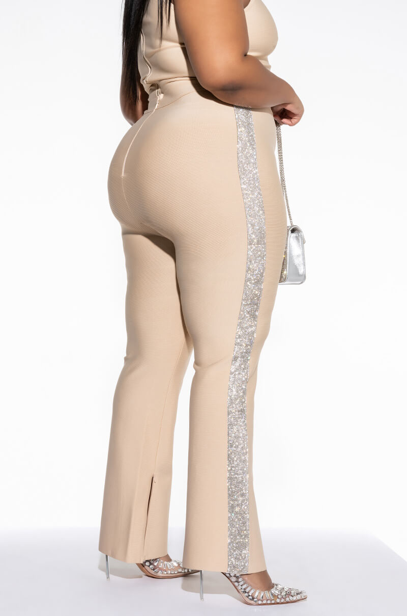 SORRY I'M LATE RHINESTONE BANDAGE PANT