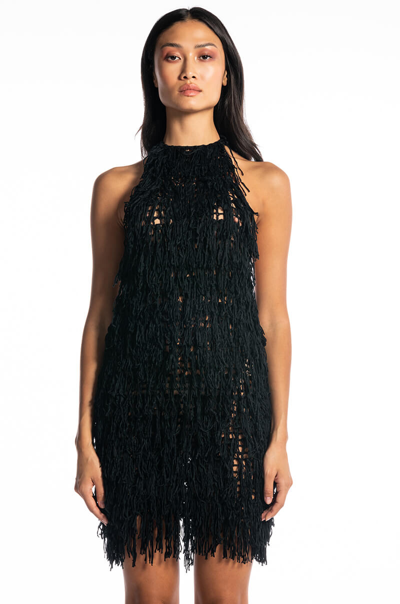 SOUTH BEACH SHREDDED KNIT MINI DRESS