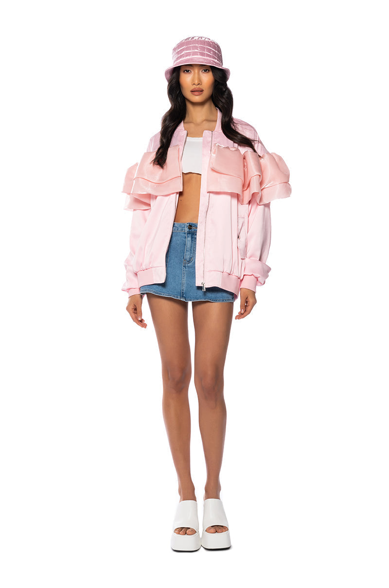 SPICE UP YOUR LIFE RUFFLE BOMBER