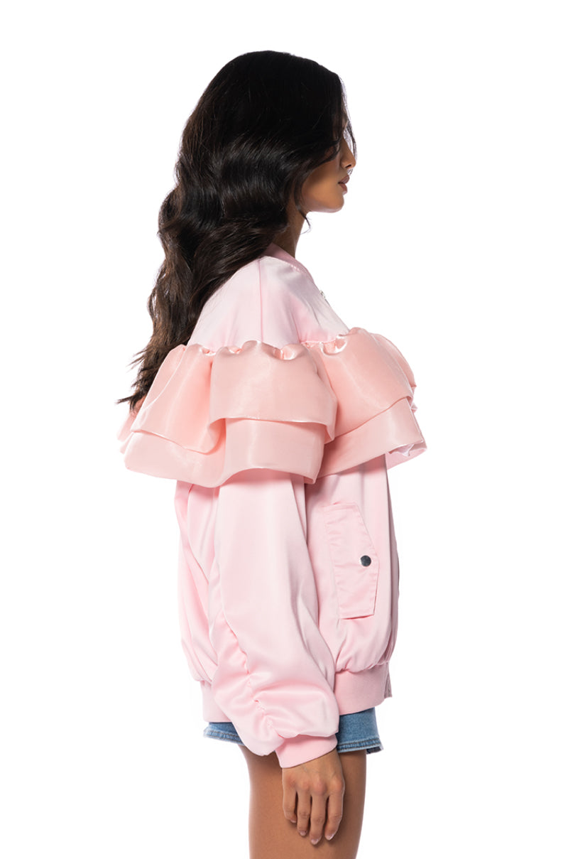 SPICE UP YOUR LIFE RUFFLE BOMBER