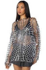 SPIDER WEB GILDED METALLIC SWEATER