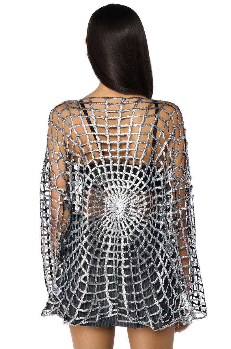 SPIDER WEB GILDED METALLIC SWEATER