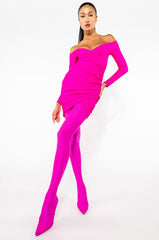 TIME TO SHINE LONG SLEEVE RUCHED MESH MINI DRESS
