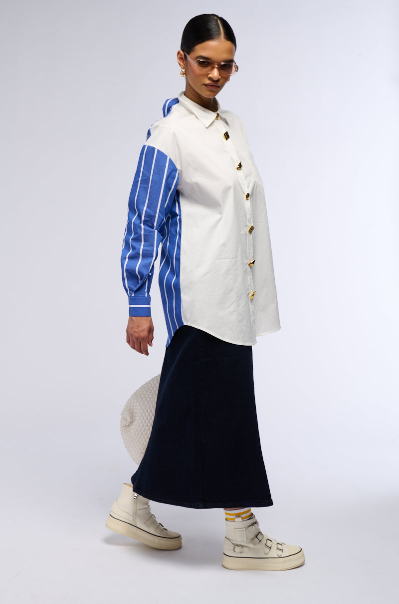 STOP & STARE REVERSIBLE BUTTON DOWN POPLIN SHIRT