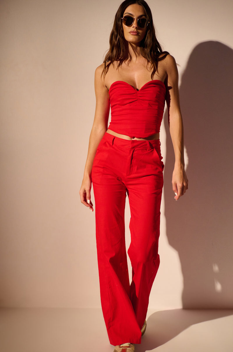 STRETCH LINEN RED CORSET