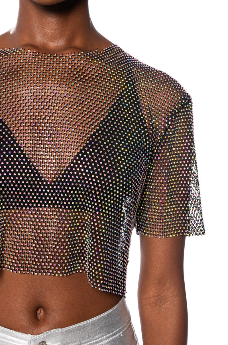 SUMMER MIRAGE SHORT SLEEVE EMBELLISHED TOP