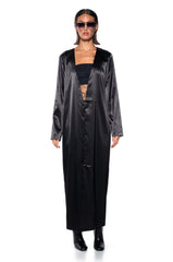 SATIN DUSTER WITH EMBROIDERED DRAGON