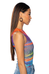 SUNSET VIEW SLEEVELESS MESH BODYSUIT