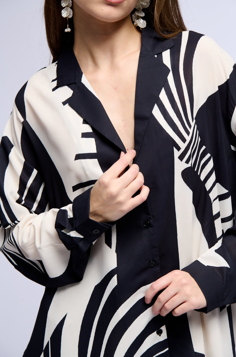 SWEET LIFE PRINTED BUTTON DOWN SHIRT