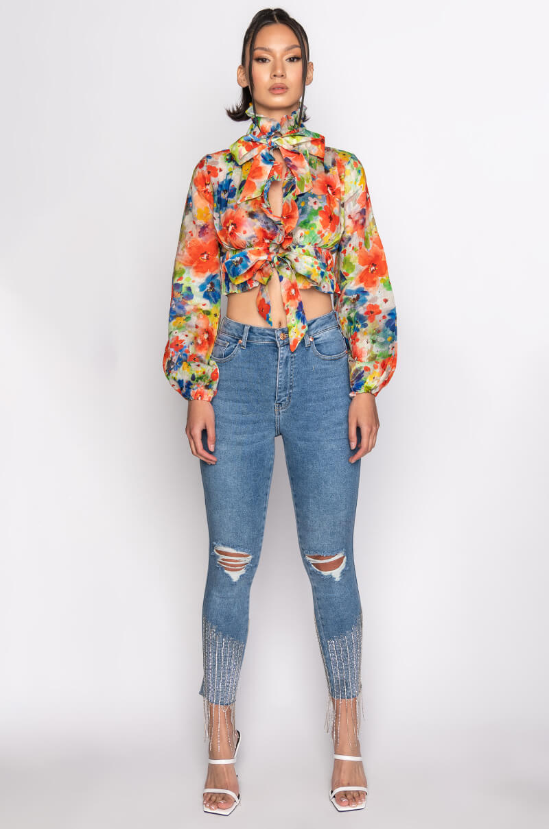 SWEPT AWAY BOW DETAIL BLOUSE