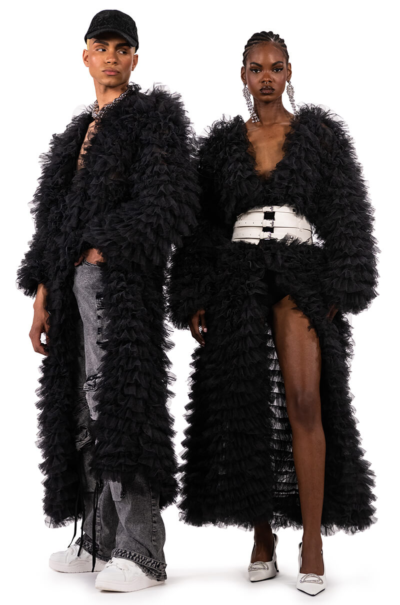 TAKE A BOW AVANT GARDE RUFFLE TRENCH