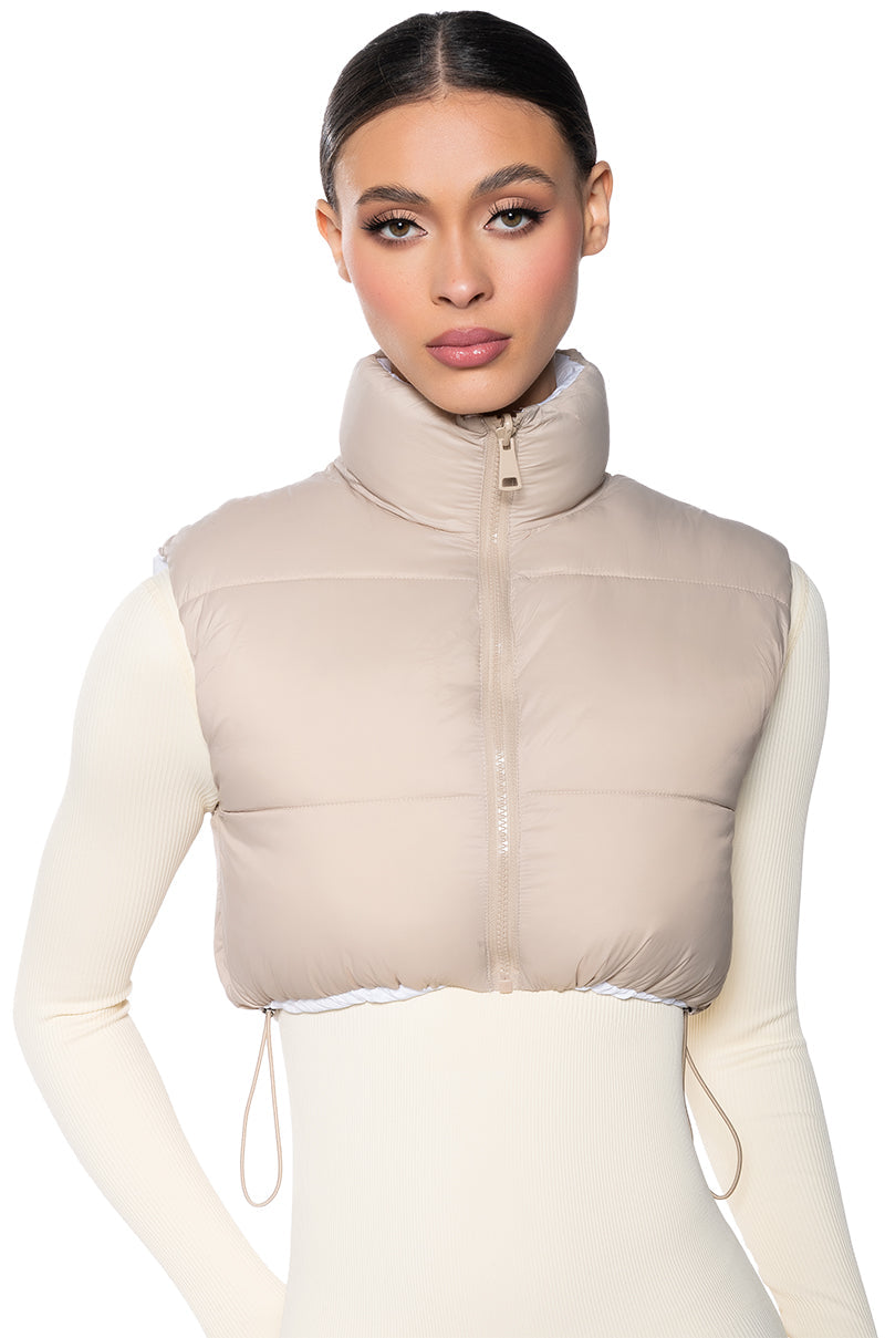 TAYLOR SAID CROP PUFFER VEST IN IVORY