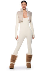 TAYLOR SAID CROP PUFFER VEST IN IVORY