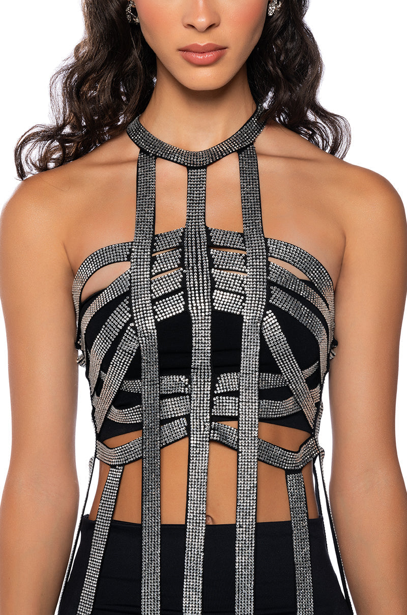 THE EDGE RHINESTONE EMBELLISHED TOP