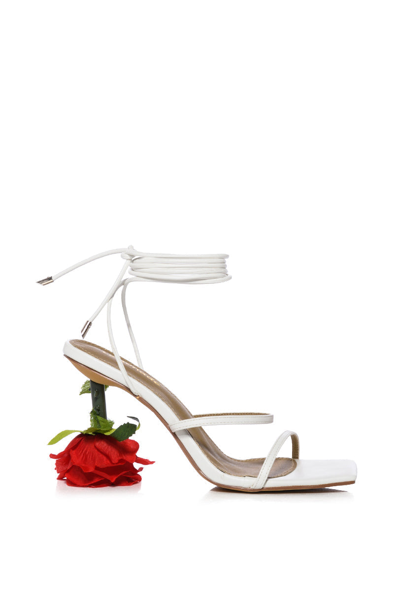 THRONE WHITE ROSE HEEL SANDAL