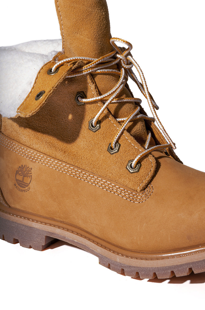 TIMBERLAND AUTHENTICS TEDDY FLEECE FOLD-DOWN BOOT IN WHEAT