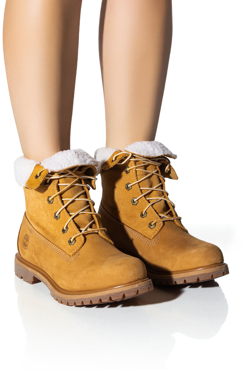 TIMBERLAND AUTHENTICS TEDDY FLEECE FOLD-DOWN BOOT IN WHEAT