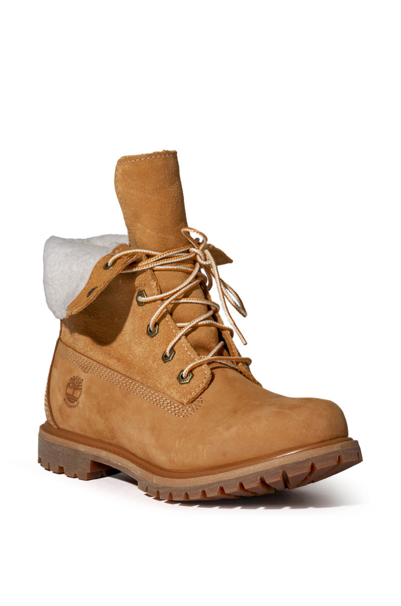 TIMBERLAND AUTHENTICS TEDDY FLEECE FOLD-DOWN BOOT IN WHEAT