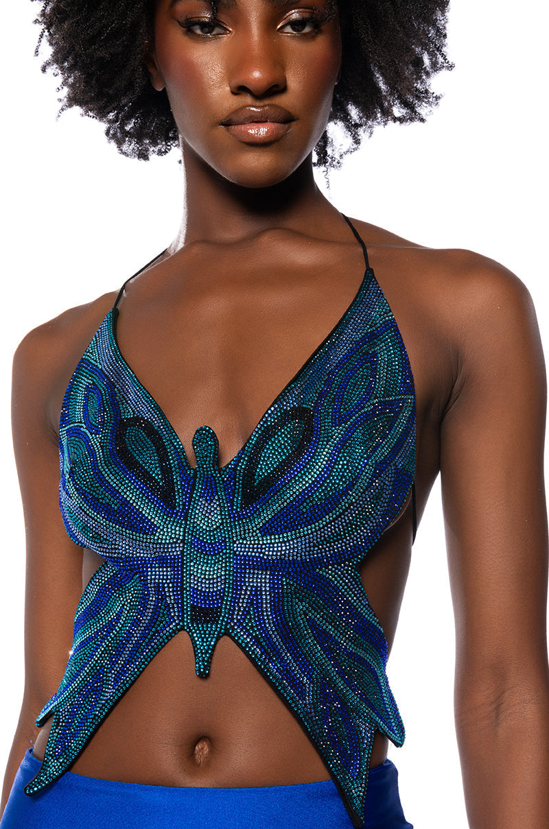 TIME TO FLY SEQUIN BUTTERFLY TOP