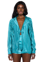 TOO CHIC SATIN BUTTON DOWN