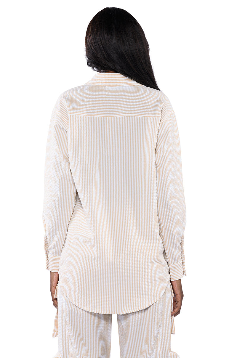 TOTO SEERSUCKER BUTTON DOWN SHIRT