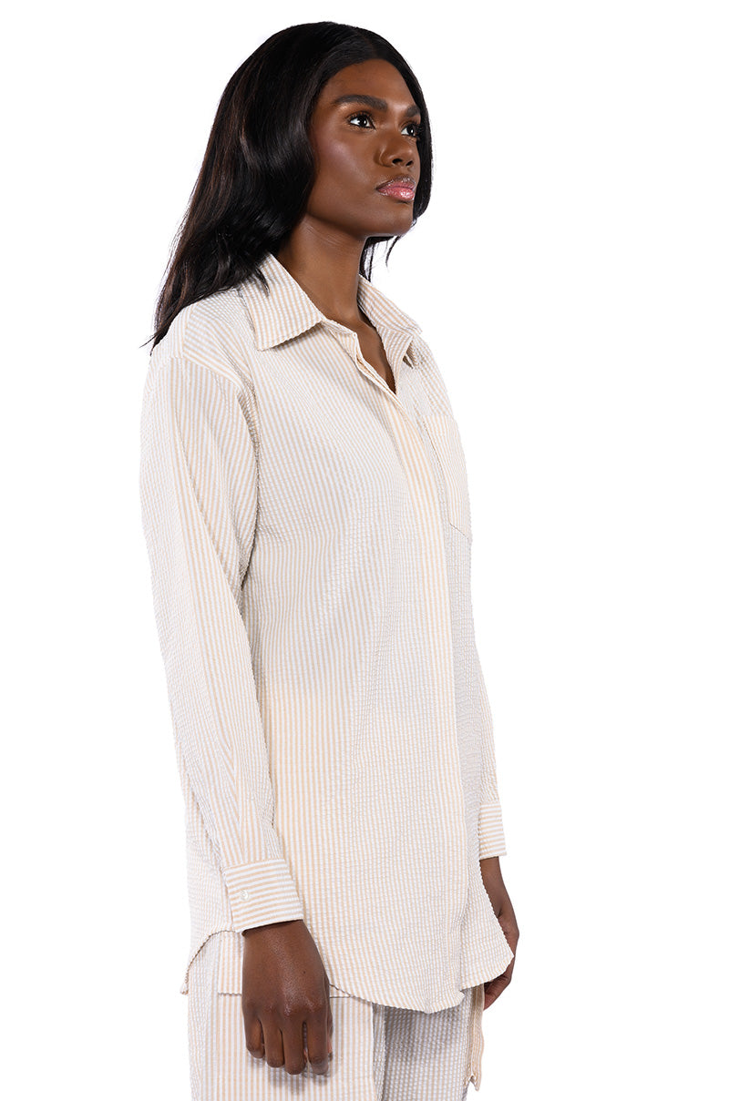 TOTO SEERSUCKER BUTTON DOWN SHIRT