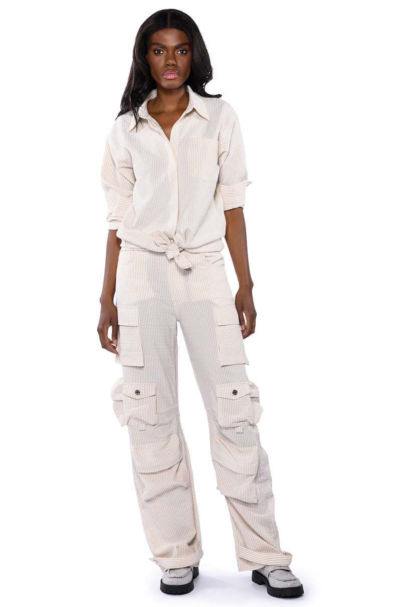 TOTO SEERSUCKER BUTTON DOWN SHIRT