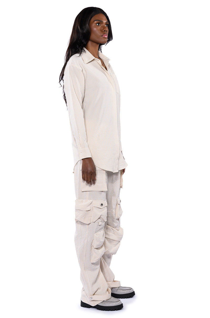 TOTO SEERSUCKER BUTTON DOWN SHIRT