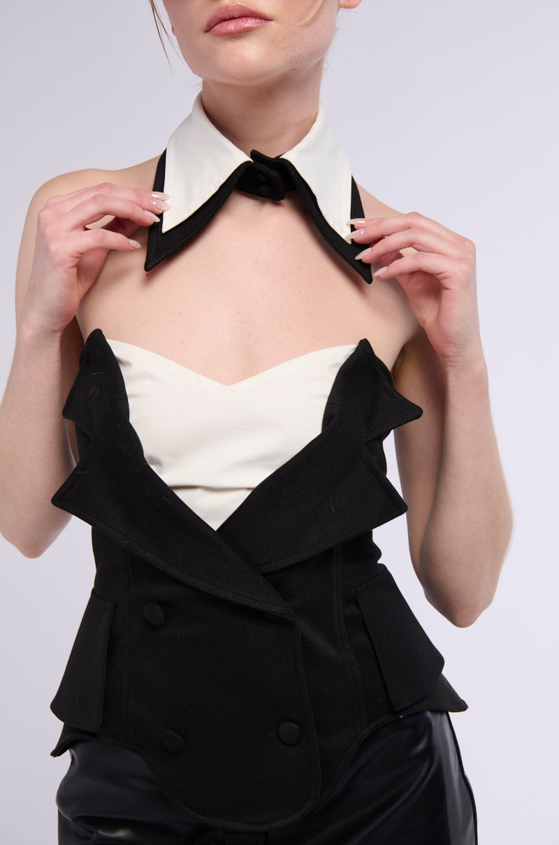 TREATED RIGHT CORSET TOP WITH DETACHABLE COLLAR