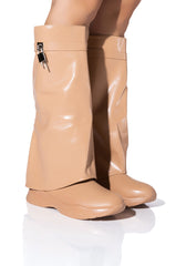 TRIPLE SEC FOLD OVER FLAT BOOT IN NUDE