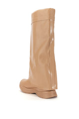 TRIPLE SEC FOLD OVER FLAT BOOT IN NUDE