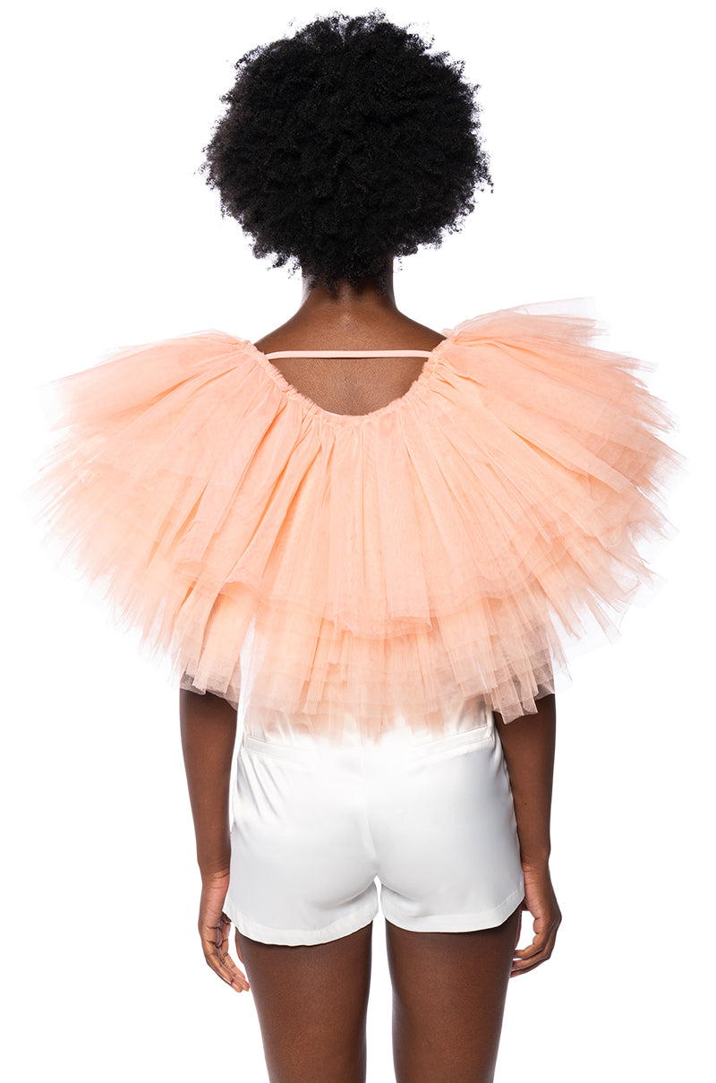 TURNING HEADS TEXTURED TULLE TOP