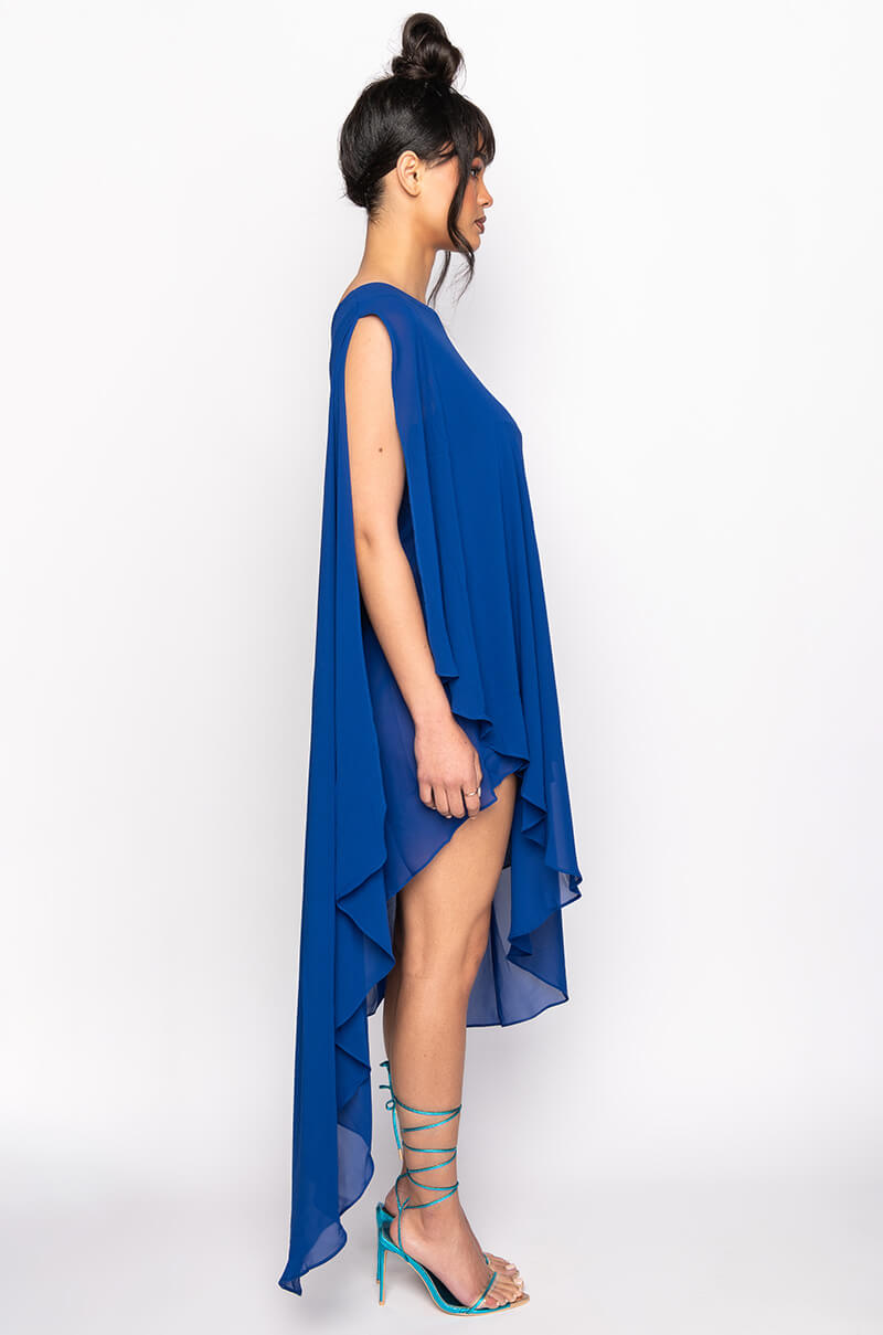 VACAY MODE ON ONE SLEEVE MIDI DRESS