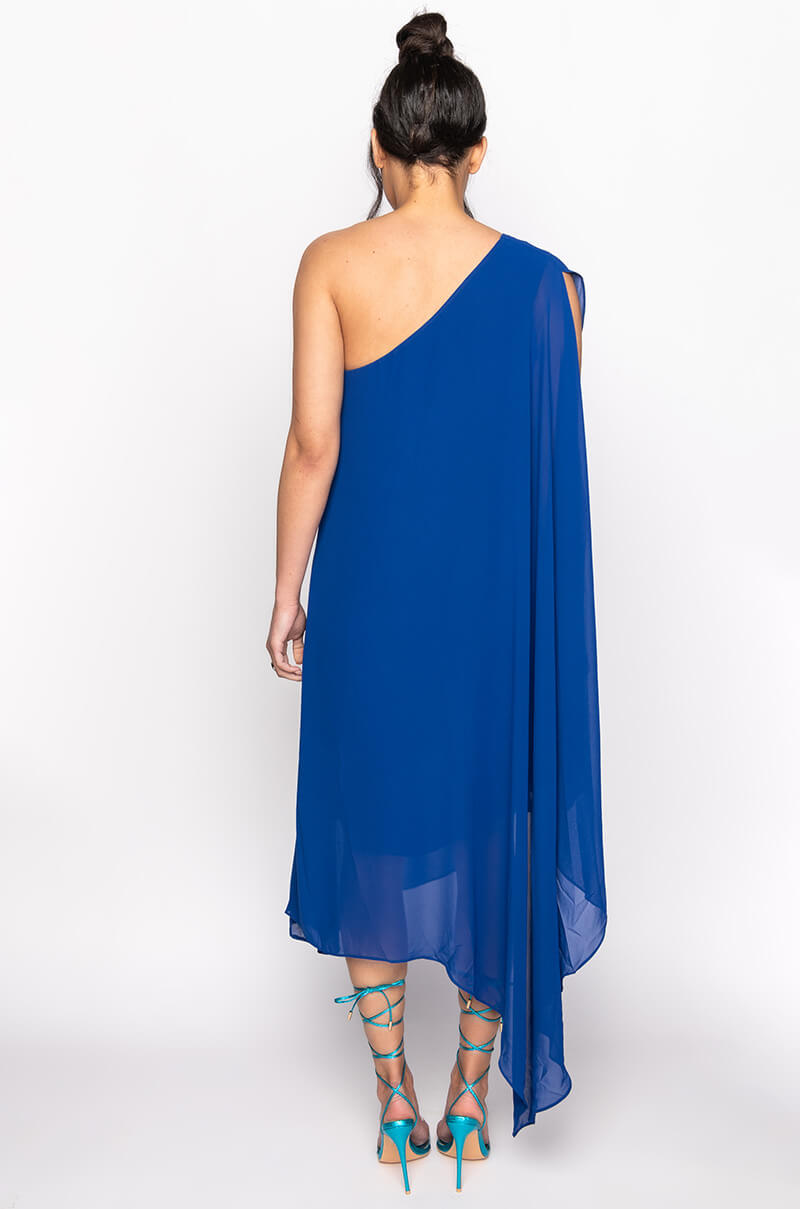 VACAY MODE ON ONE SLEEVE MIDI DRESS
