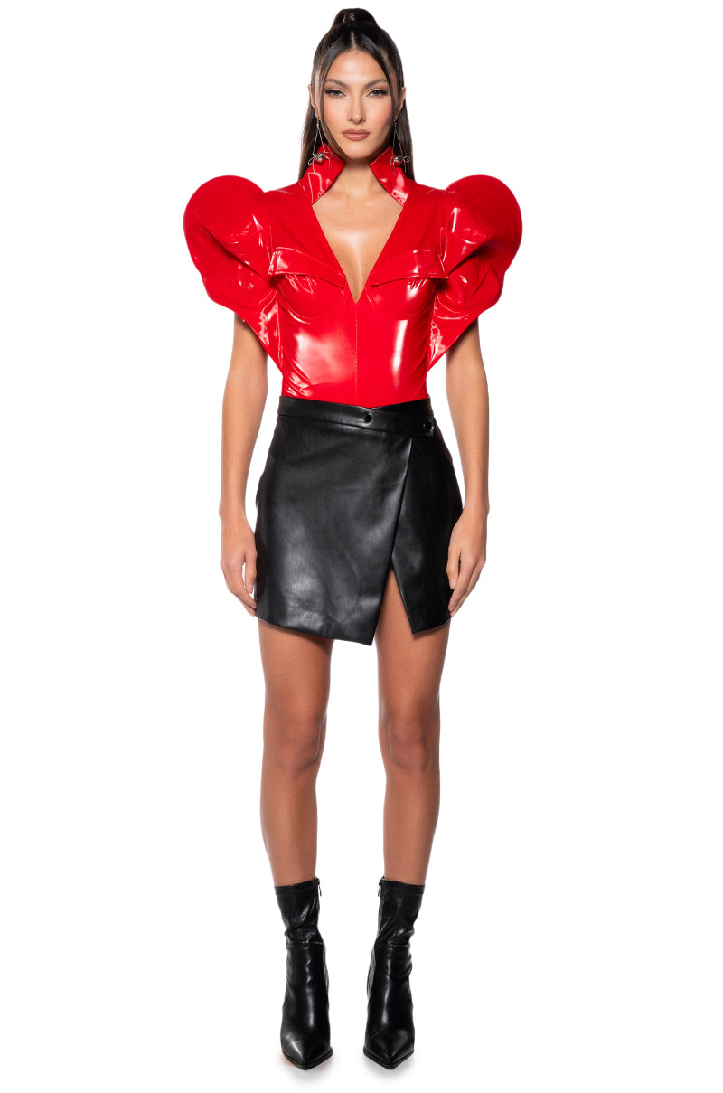 VERONICA DRAMATIC SHOULDER COLLARED BODYSUIT