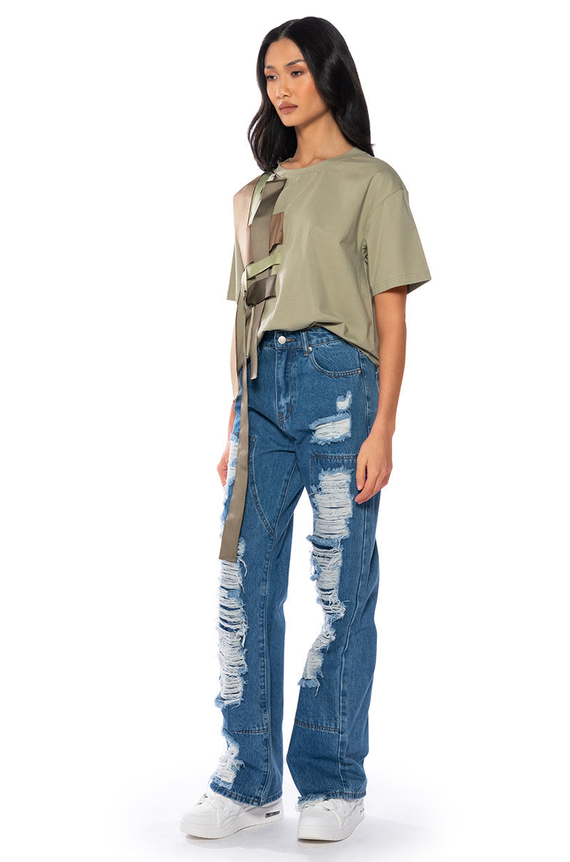 VIDA WOVEN STRAP DETAIL OVERSIZED TSHIRT