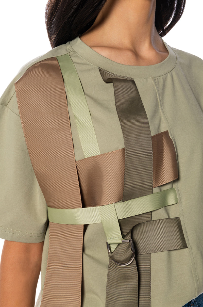 VIDA WOVEN STRAP DETAIL OVERSIZED TSHIRT